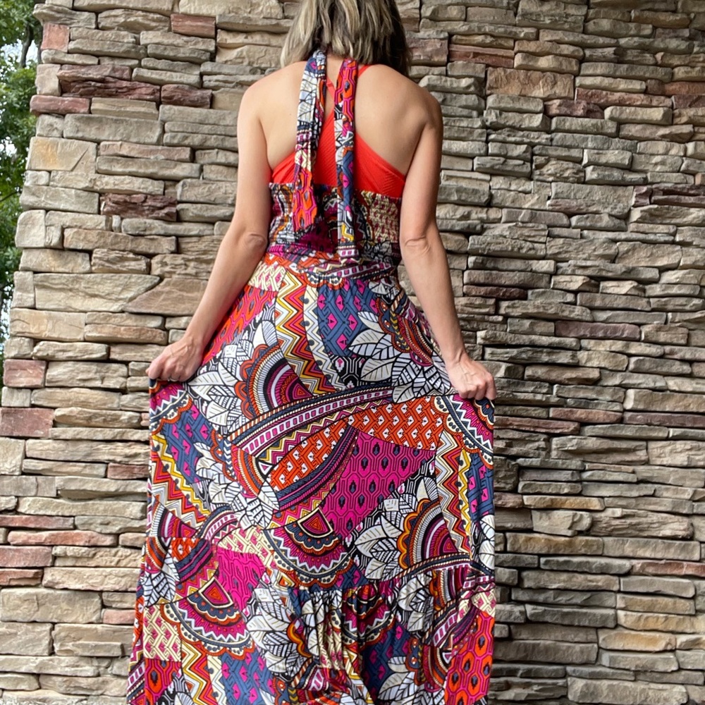 Anthropologie Cynthia halter maxi dress large - Picture 3 of 11